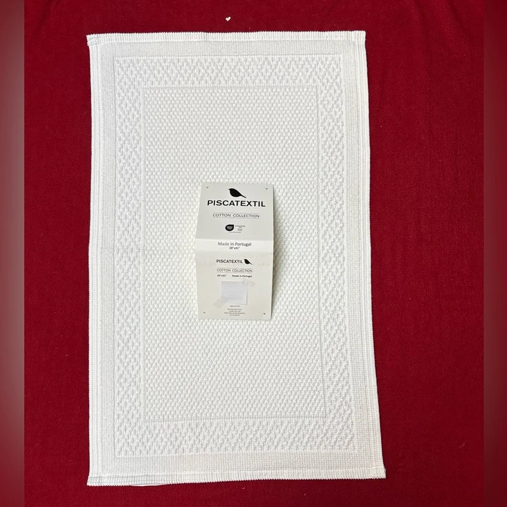 Piscatextile Bath Rug COTTON OEKO-TEX White 20 X31” Made In Portugal NWT